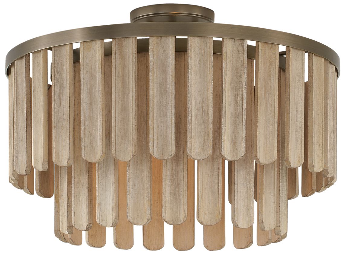 Capital Jada 20"W Dark Brass and Wood 2-Tier Ceiling Light