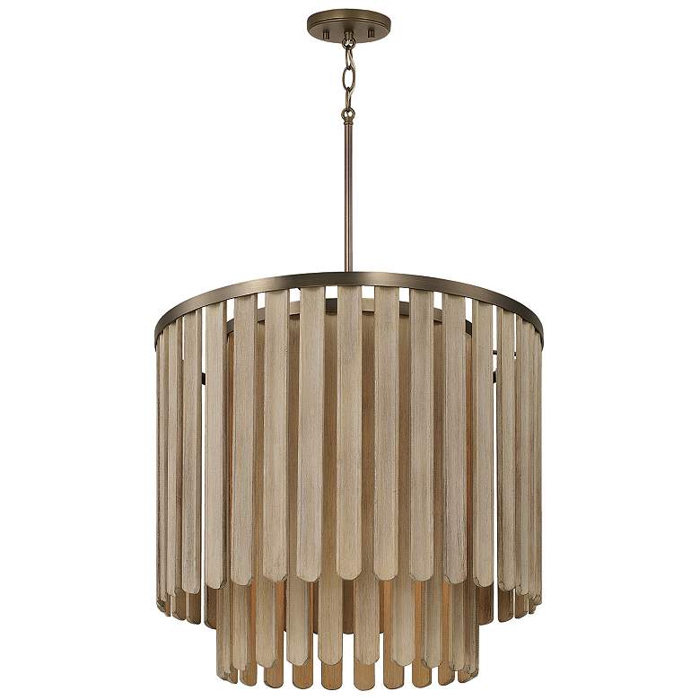 Image 2 Capital Jada 24"W Dark Brass and Mango Wood Pendant Light