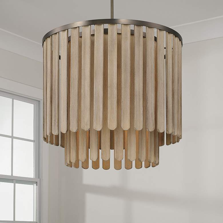 Image 1 Capital Jada 24"W Dark Brass and Mango Wood Pendant Light