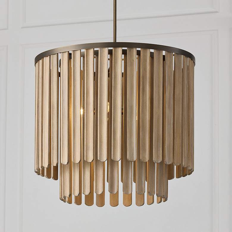 Image 4 Capital Jada 24"W Dark Brass and Mango Wood Pendant Light more views