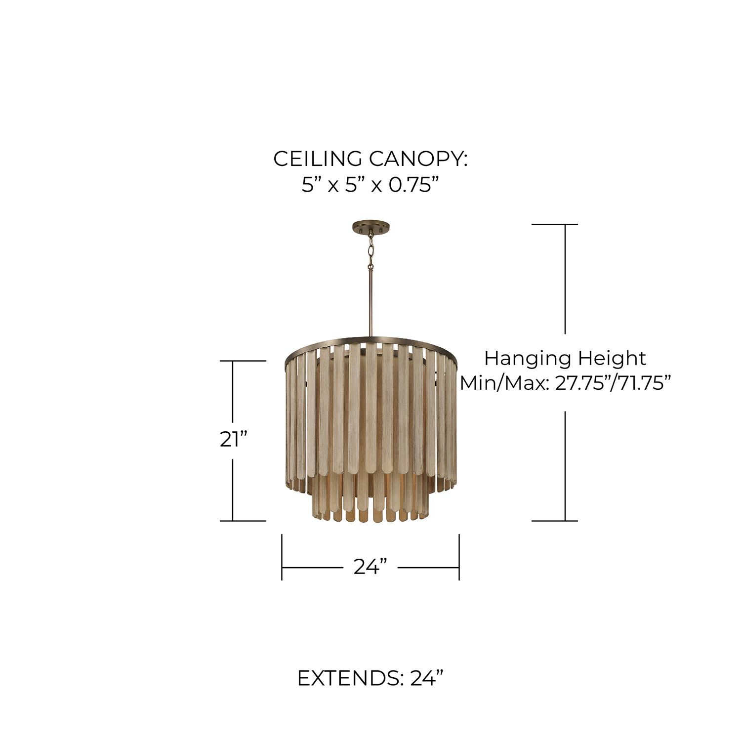 Capital Jada 24"W Dark Brass and Mango Wood Pendant Light