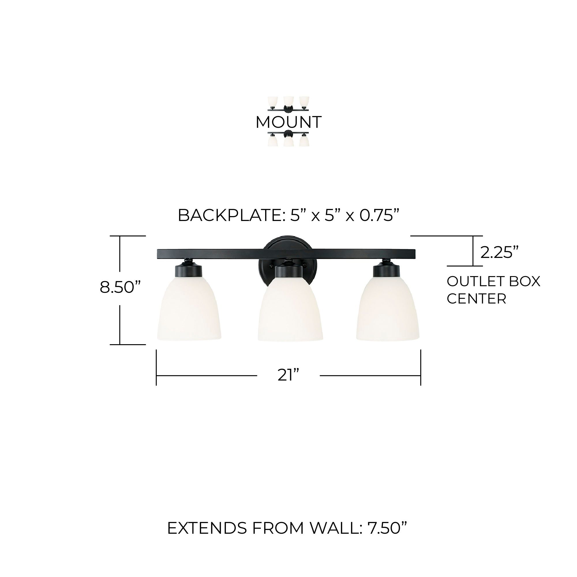 Image 5 Capital Jameson 21" Wide Matte Black 3-Light Bath Light more views