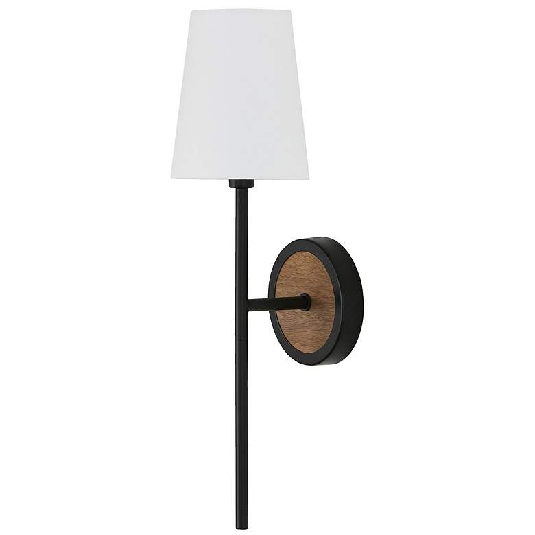 Image 2 Capital Jonah 20"H Matte Black and Light Wood Wall Sconce