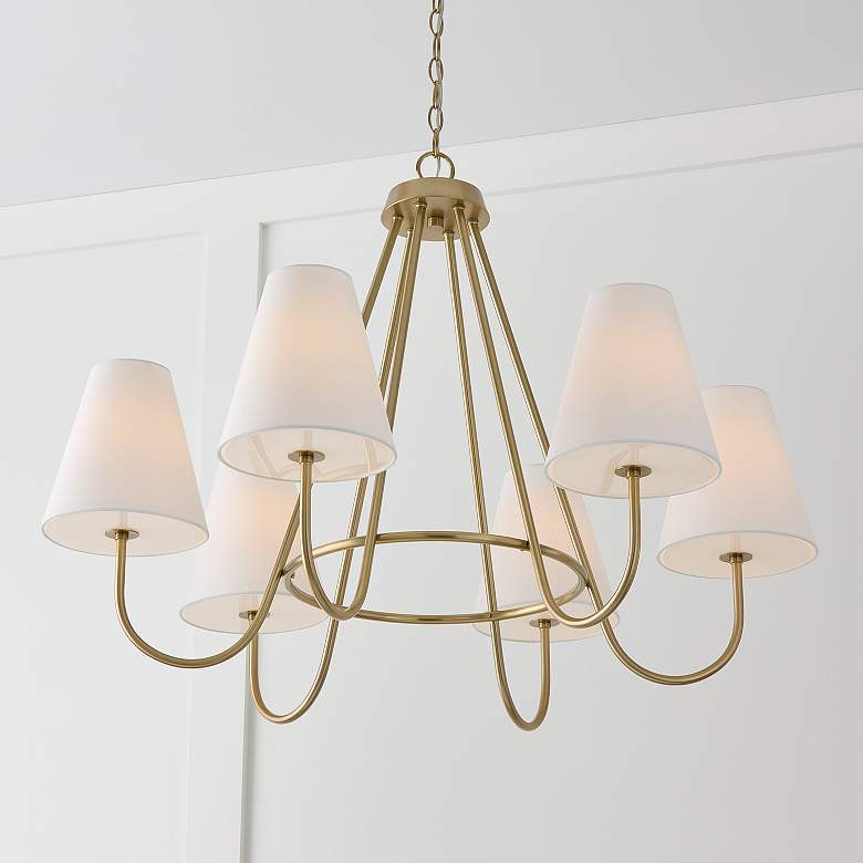 Image 4 Capital Julia 36" Wide Matte Brass 6-Light Chandelier more views