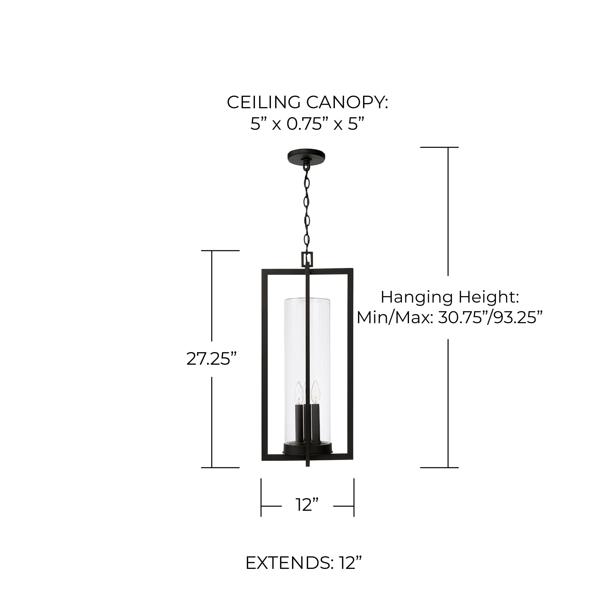 Image 5 Capital Kent 27 1/4"H Black 3-Light Outdoor Hanging Light more views