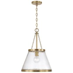 Capital Landon 14 1/2" Wide Aged Brass Glass Cone Pendant Light