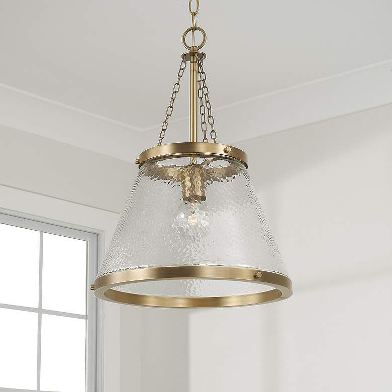 Image 1 Capital Landon 14 1/2" Wide Aged Brass Glass Cone Pendant Light