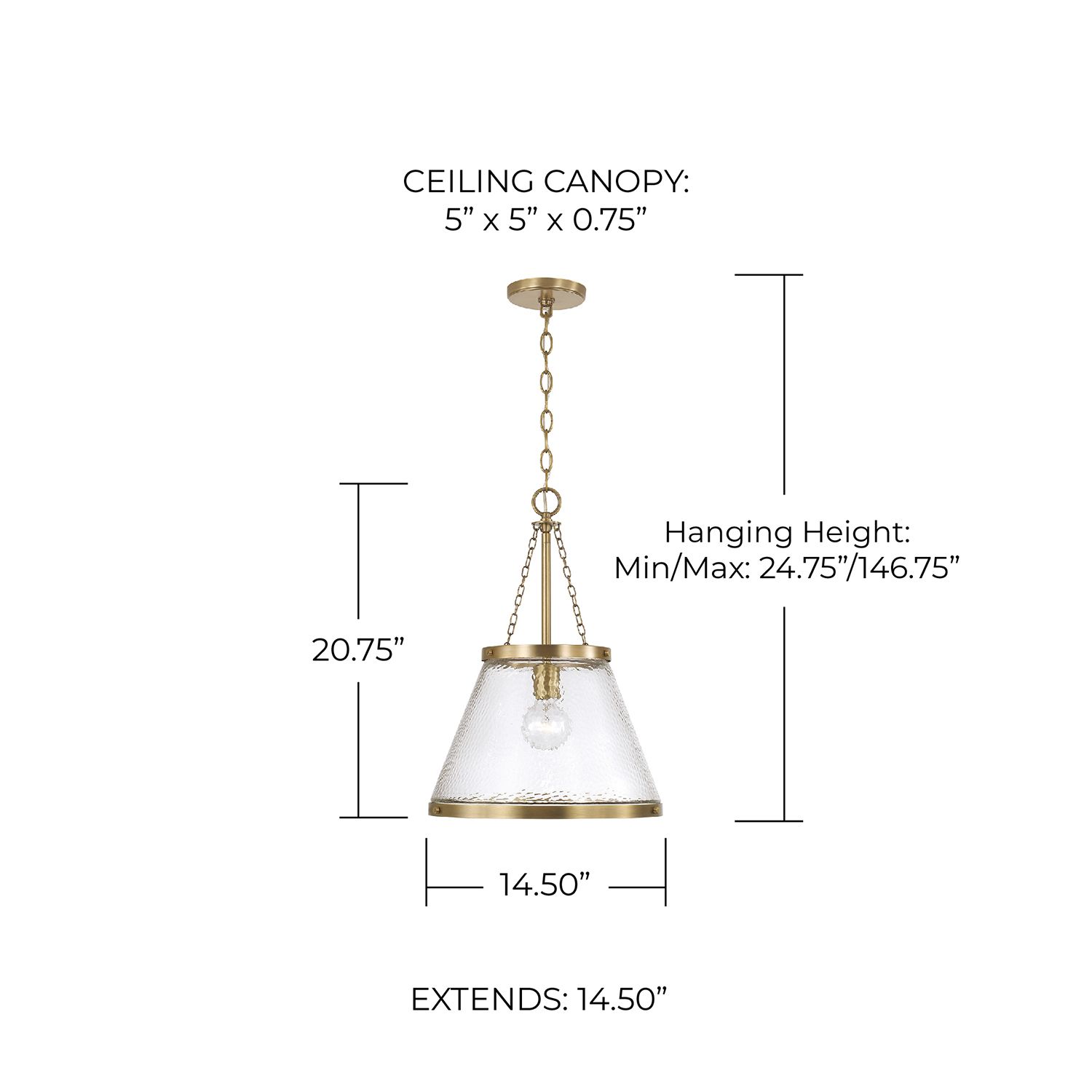Capital Landon 14 1/2" Wide Aged Brass Glass Cone Pendant Light