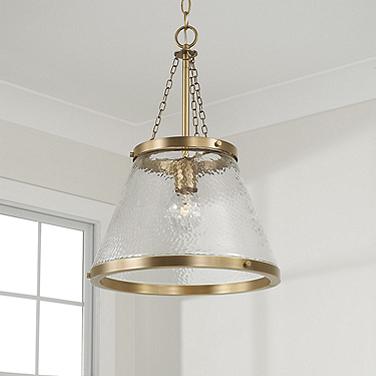 Capital Landon 14 1/2" Wide Aged Brass Glass Cone Pendant Light