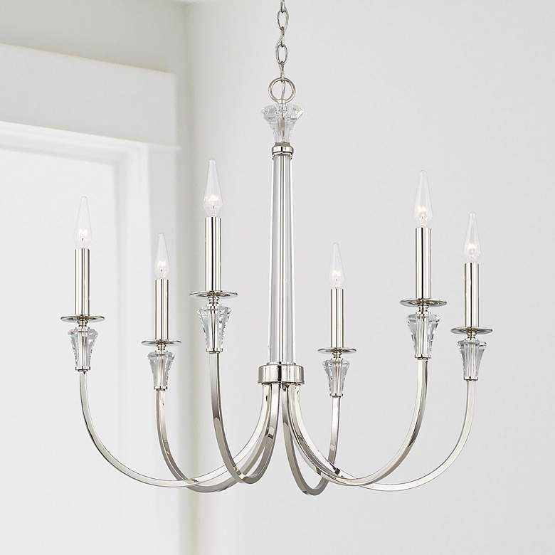 Image 1 Capital Laurent 30" Wide Polished Nickel 6-Light Chandelier