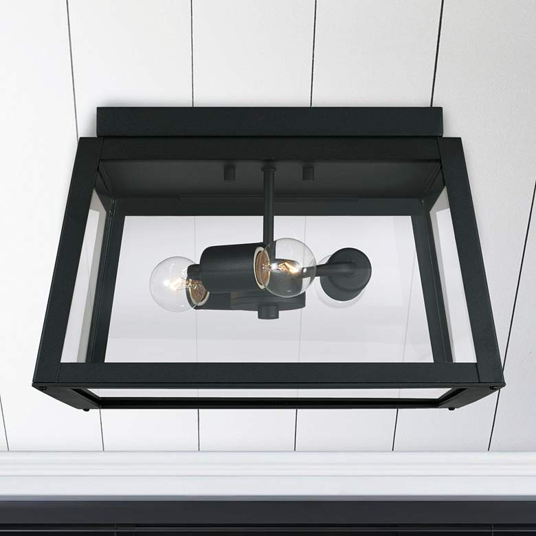Image 1 Capital Leighton 14 1/2 inch Wide Black 3-Light Outdoor Ceiling Light