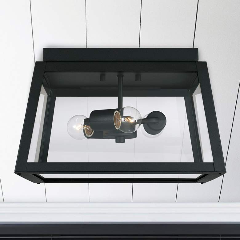 Image 1 Capital Leighton 14 1/2" Wide Black 3-Light Outdoor Ceiling Light