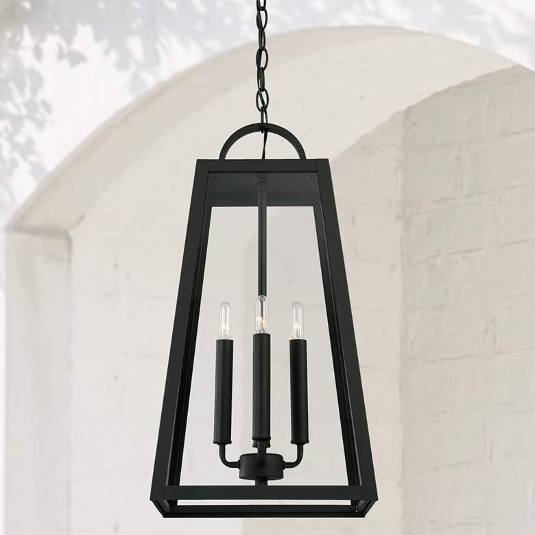 Image 1 Capital Leighton 23 inchH Black Aluminum 4-Light Outdoor Hanging Light