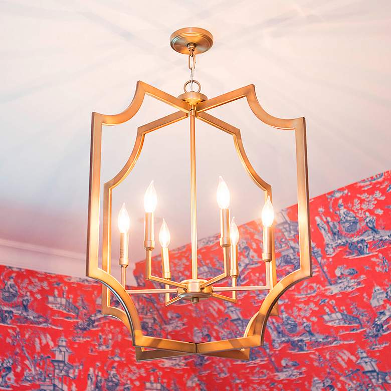 Image 1 Capital Lesley 27 3/4"W Aged Brass 6-Light Foyer Chandelier