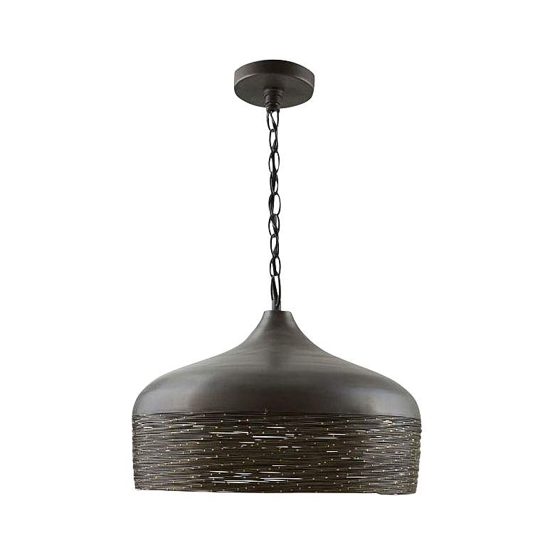 Image 1 Capital Lighting 17 inch Wide Woven Steel and Gray Iron Pendant Light