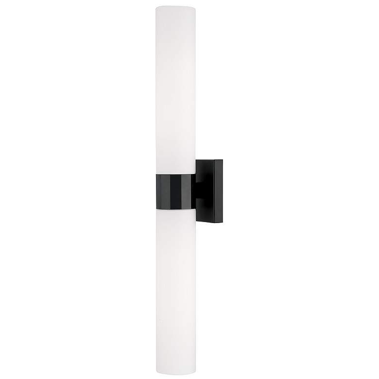 Image 2 Capital Lighting 29" Wide Matte Black Opal White Glass 2-Light Sconce