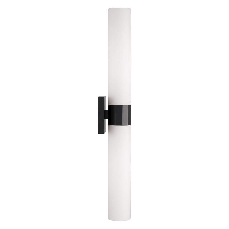 Image 5 Capital Lighting 29" Wide Matte Black Opal White Glass 2-Light Sconce more views