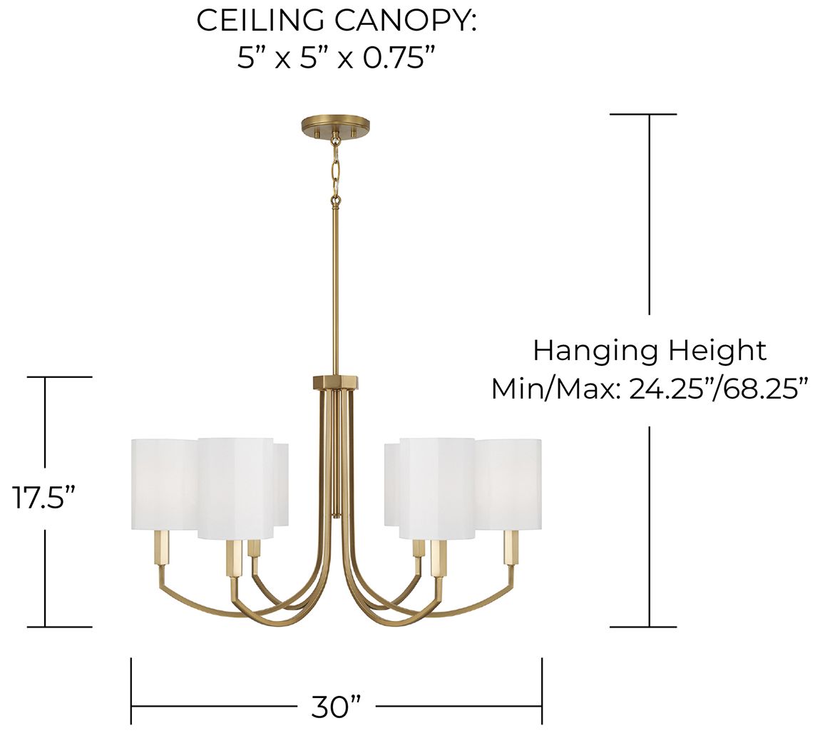 Image 5 Capital Lighting Adrian 6 Light Chandelier 30" Aged Brass more views