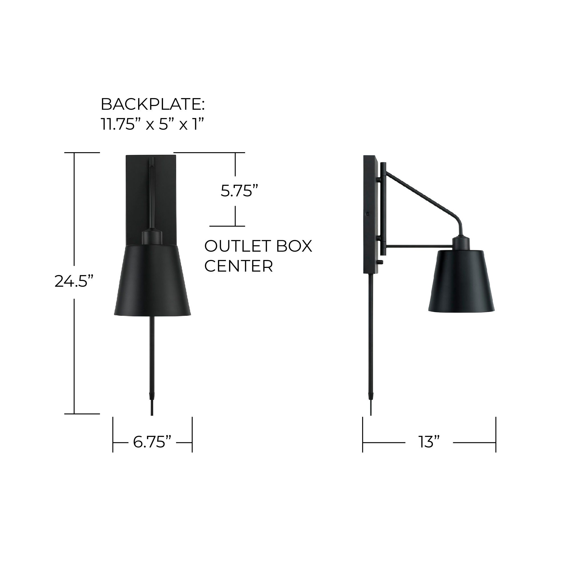 Image 7 Capital Lighting Alden 1 Light Sconce 6.75" Matte Black more views