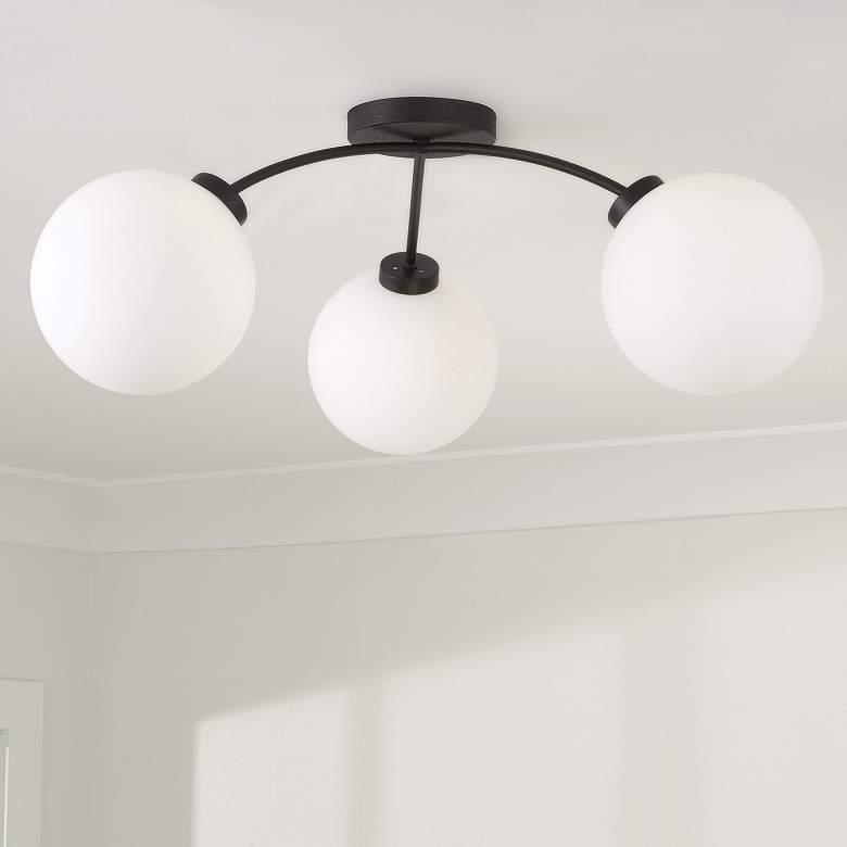 Image 1 Capital Lighting Amos 3 Light Semi Flush 28" Black Iron