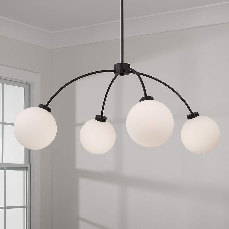 Image 1 Capital Lighting Amos 4 Light Chandelier 37" Black Iron