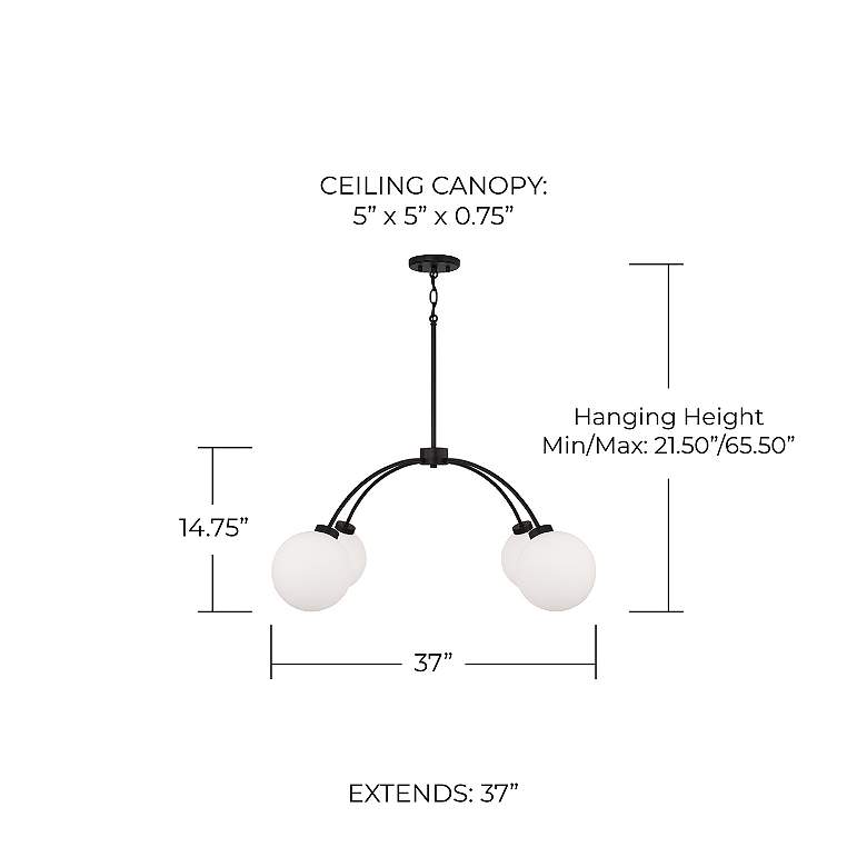 Image 5 Capital Lighting Amos 4 Light Chandelier 37" Black Iron more views