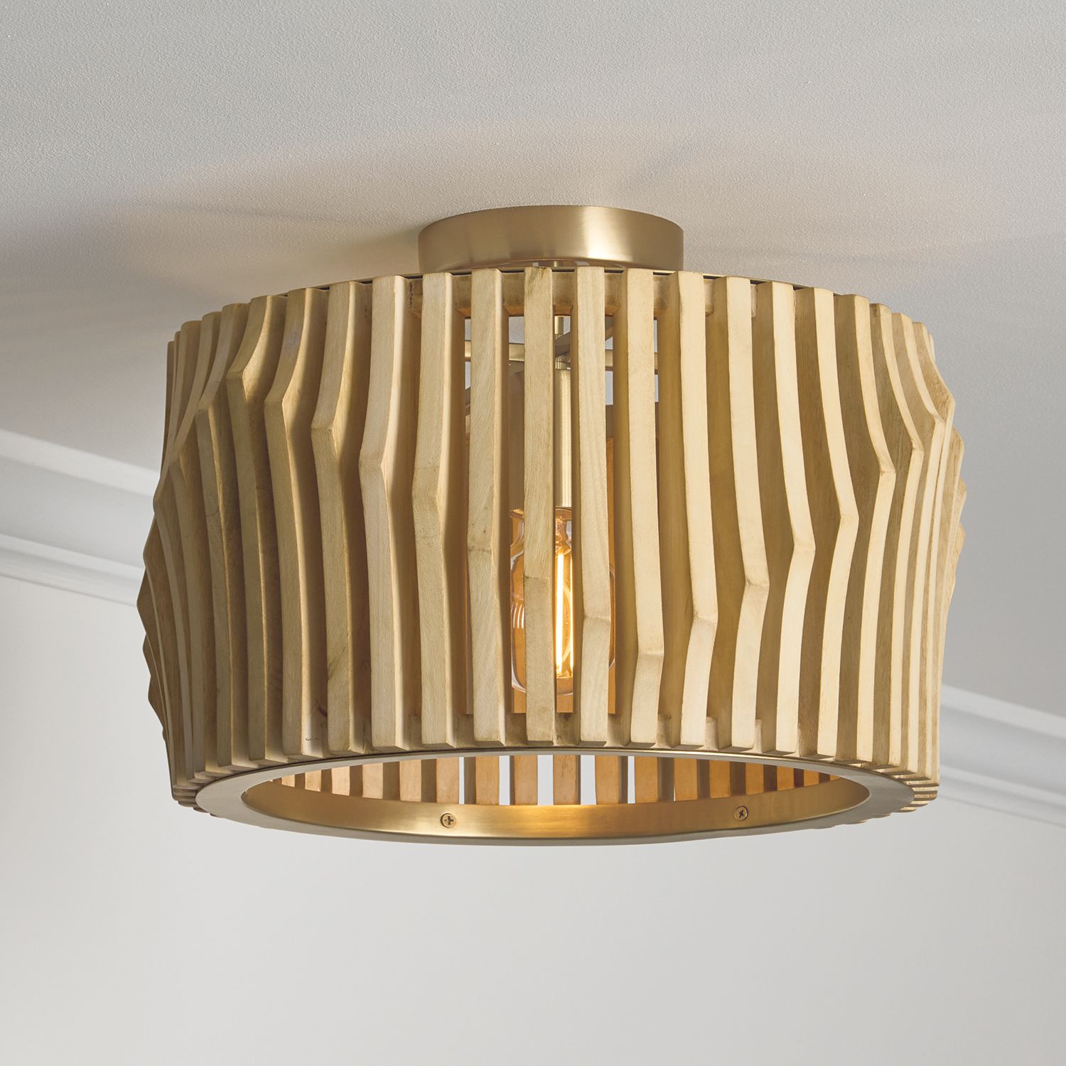 Image 4 Capital Lighting Archer 1 Light Semi Flush 16" Blonde Wood and Matte B more views
