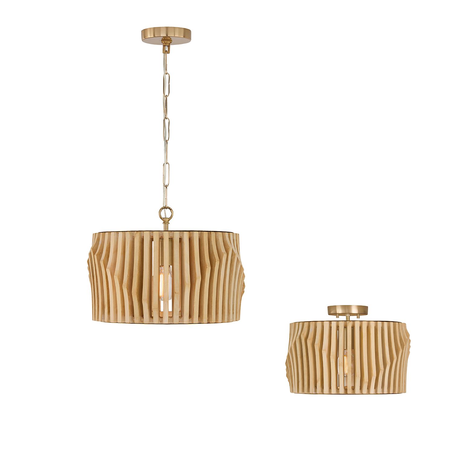 Capital Lighting Archer 1 Light Semi Flush 16" Blonde Wood and Matte B