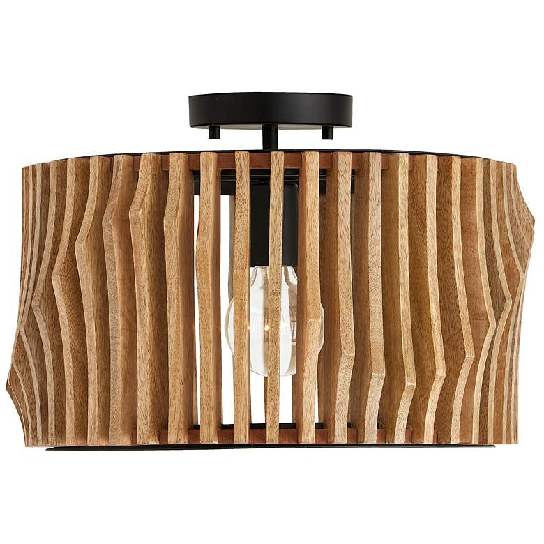 Image 2 Capital Lighting Archer 1 Light Semi-Flush Light Wood and Matte Black