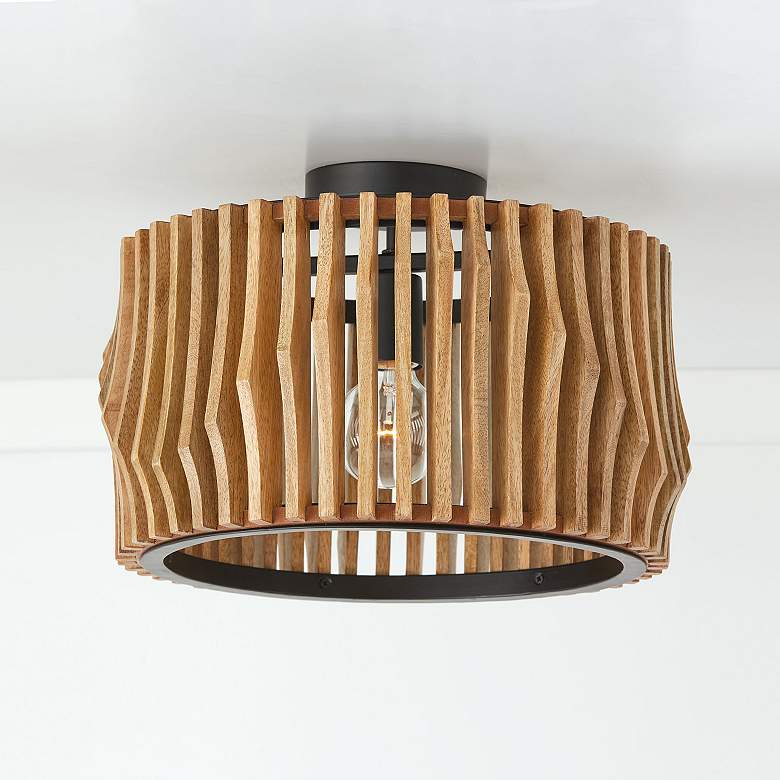 Image 3 Capital Lighting Archer 1 Light Semi-Flush Light Wood and Matte Black more views