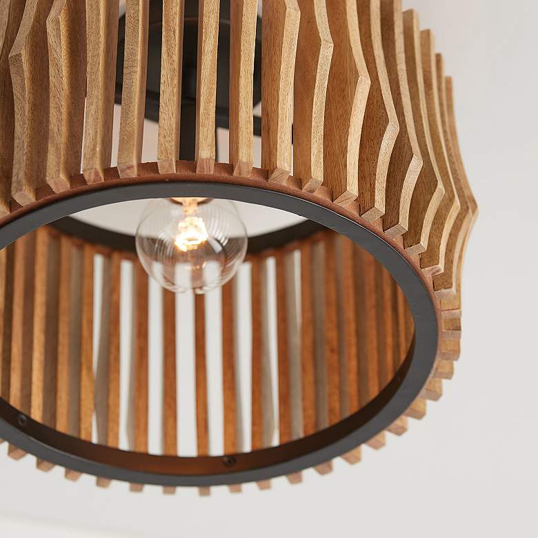 Image 5 Capital Lighting Archer 1 Light Semi-Flush Light Wood and Matte Black more views