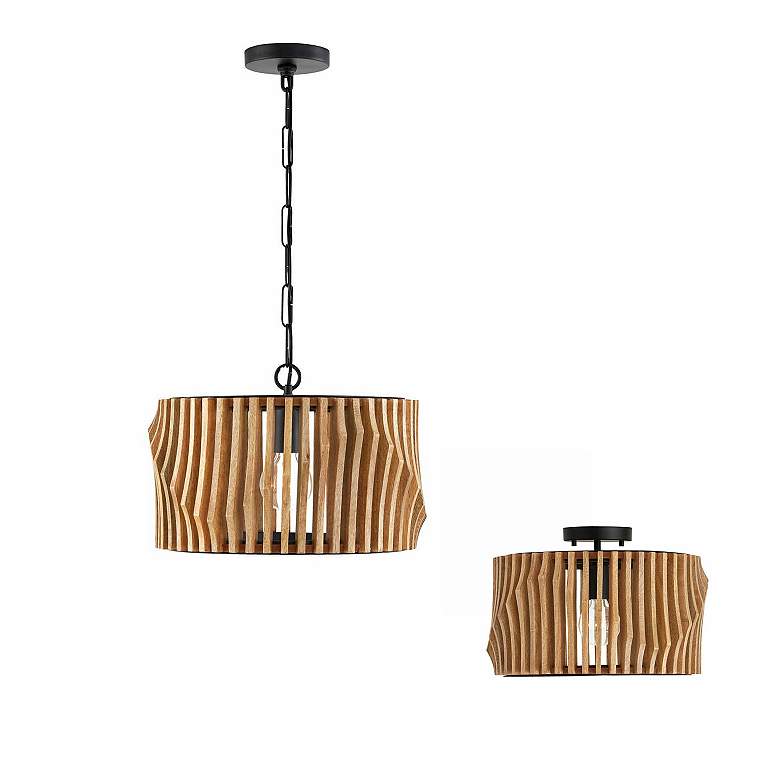Image 6 Capital Lighting Archer 1 Light Semi-Flush Light Wood and Matte Black more views