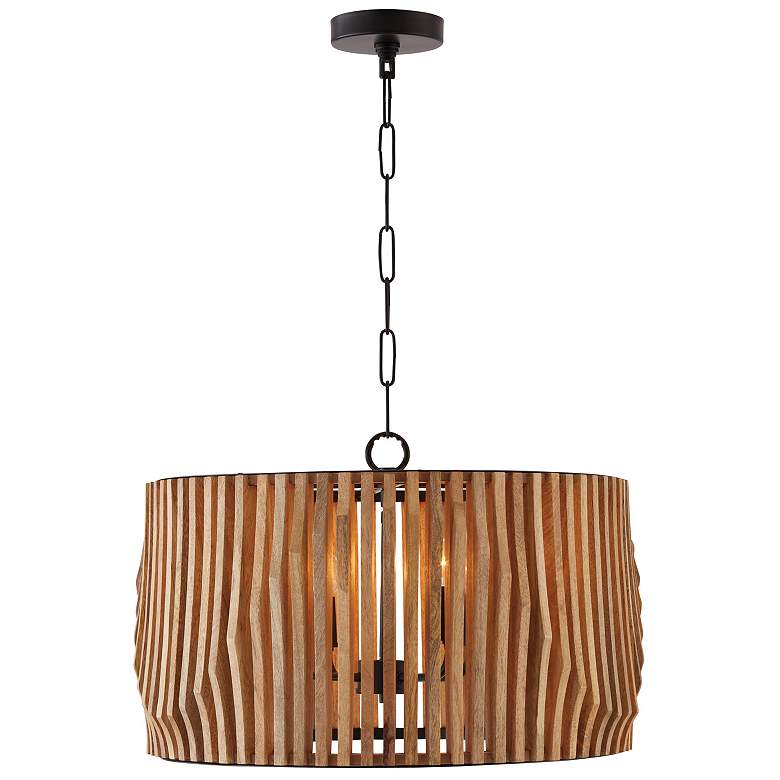 Image 3 Capital Lighting Archer 24" 4-Light Black and Mango Wood Drum Pendant