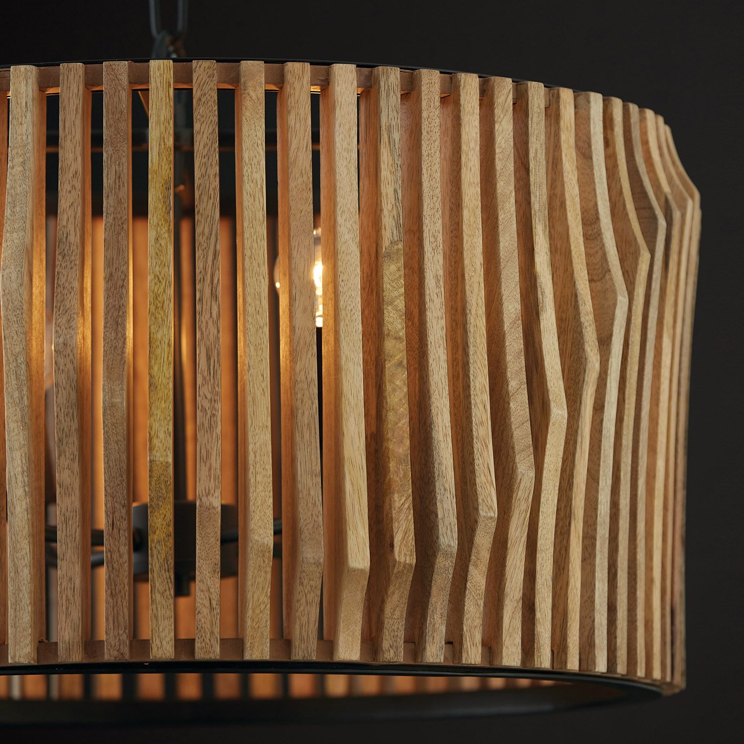 Capital Lighting Archer 24" 4-Light Black and Mango Wood Drum Pendant in scene