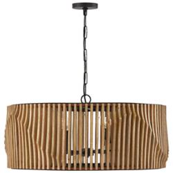 Capital Lighting Archer 32 1/4" Matte Black and Wood Slat Pendant