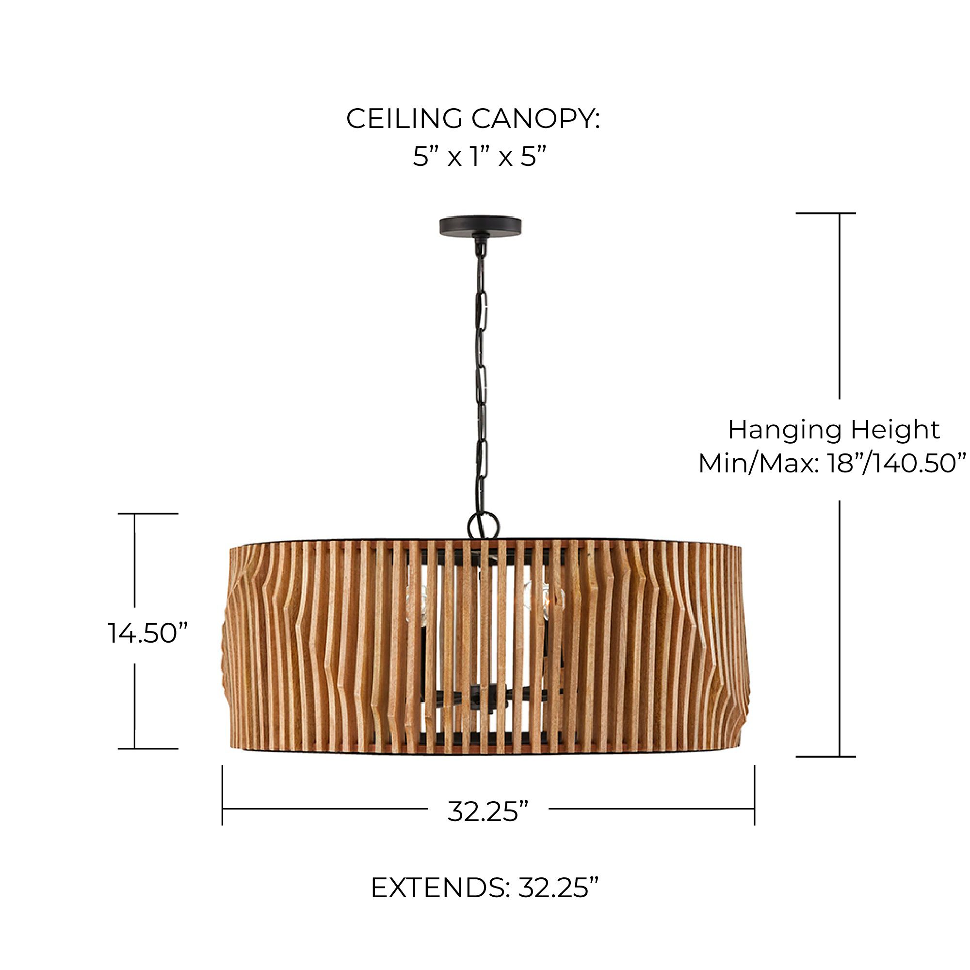 Image 5 Capital Lighting Archer 32 1/4" Matte Black and Wood Slat Pendant more views