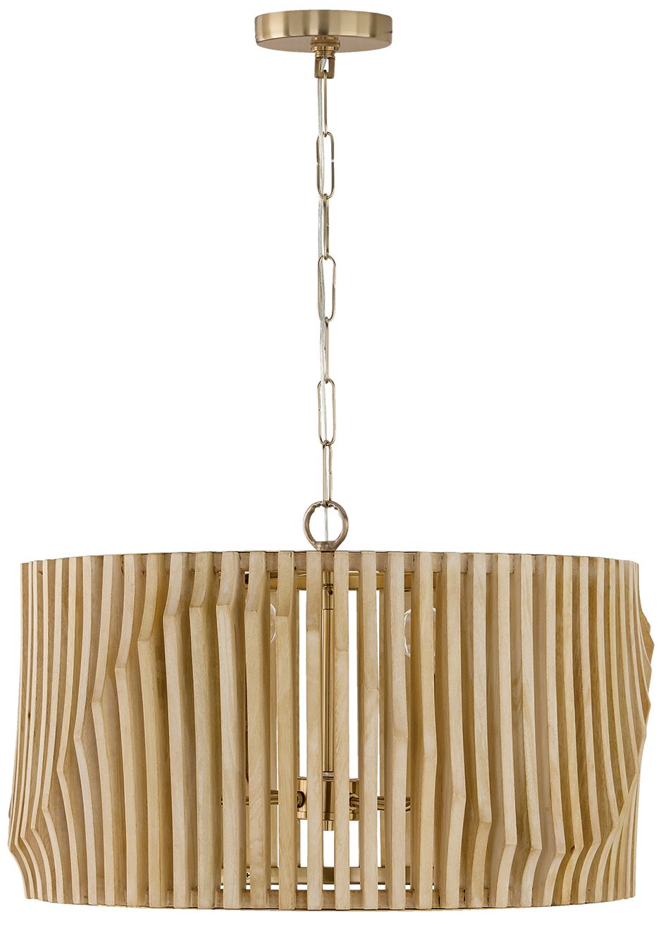 Image 2 Capital Lighting Archer 4 Light Pendant 24" Blonde Wood and Matte Brass