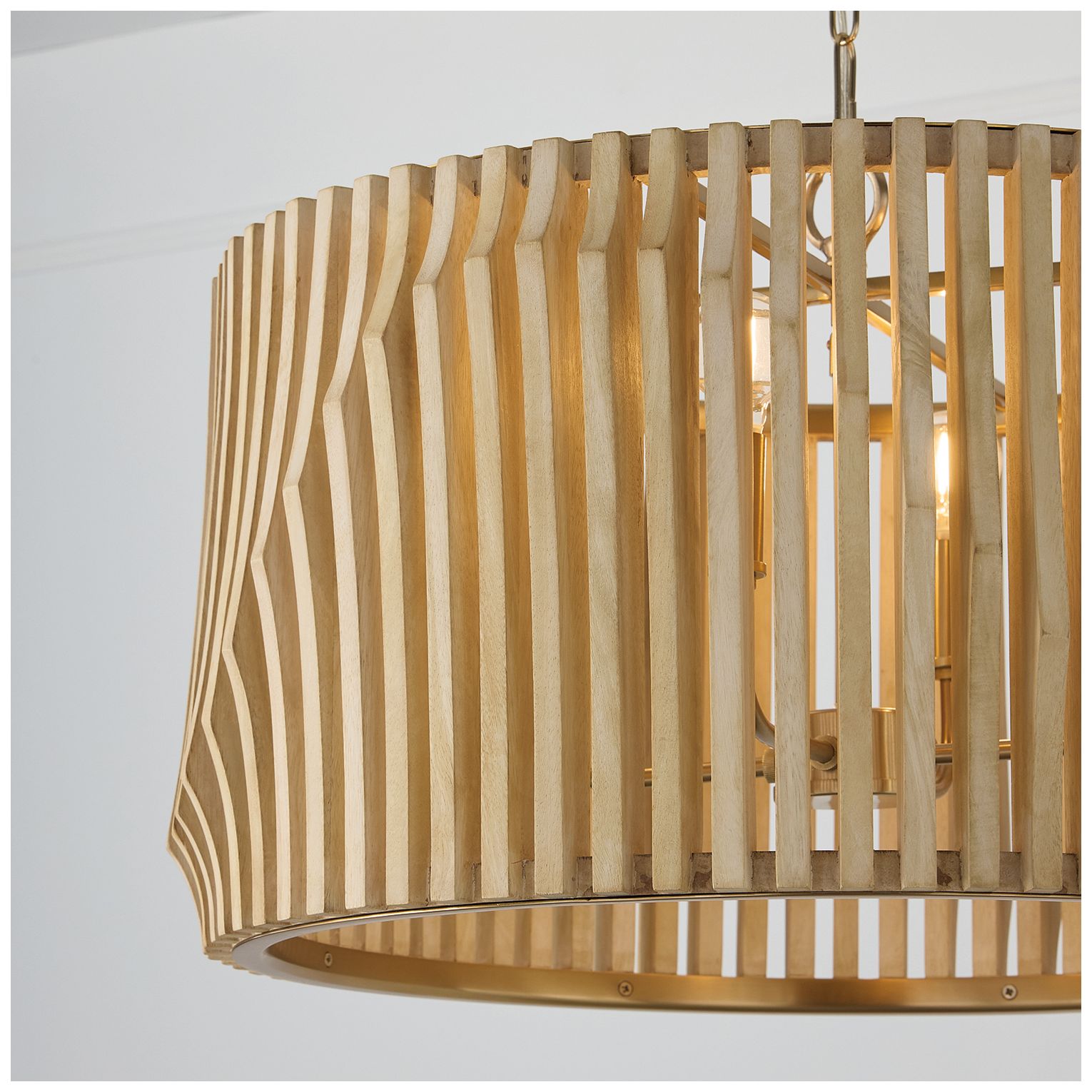 Image 3 Capital Lighting Archer 4 Light Pendant 24" Blonde Wood and Matte Brass more views