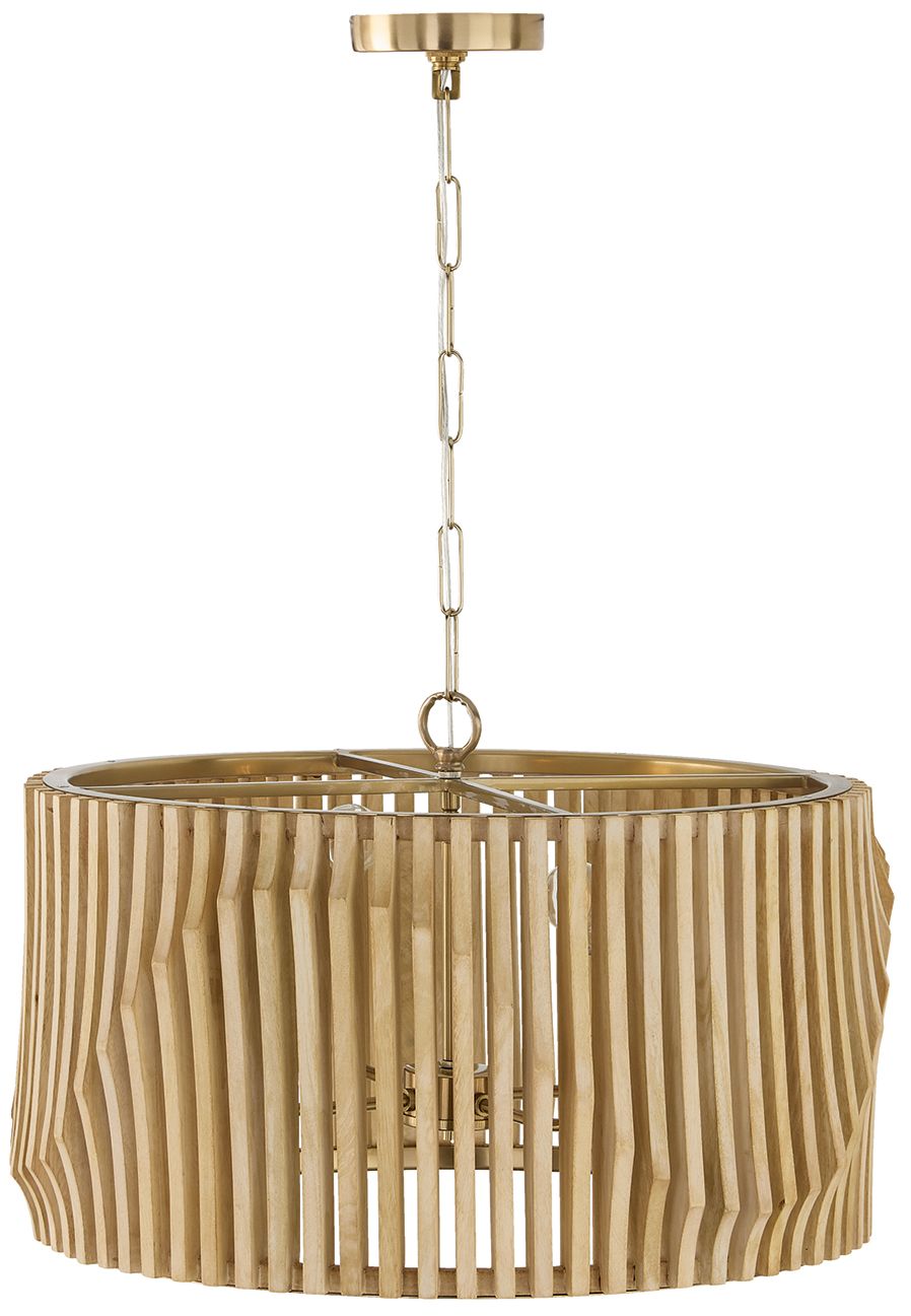 Image 4 Capital Lighting Archer 4 Light Pendant 24" Blonde Wood and Matte Brass more views