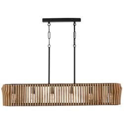 Capital Lighting Archer 41" Matte Black and Mango Wood Linear Pendant