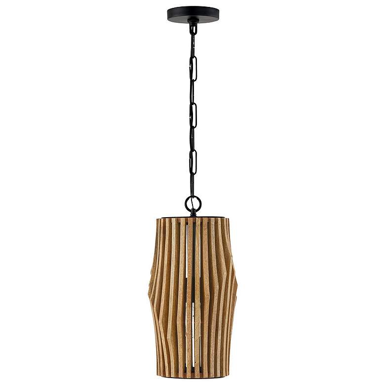 Image 1 Capital Lighting Archer 8 3/4" Matte Black Light Wood Modern Pendant