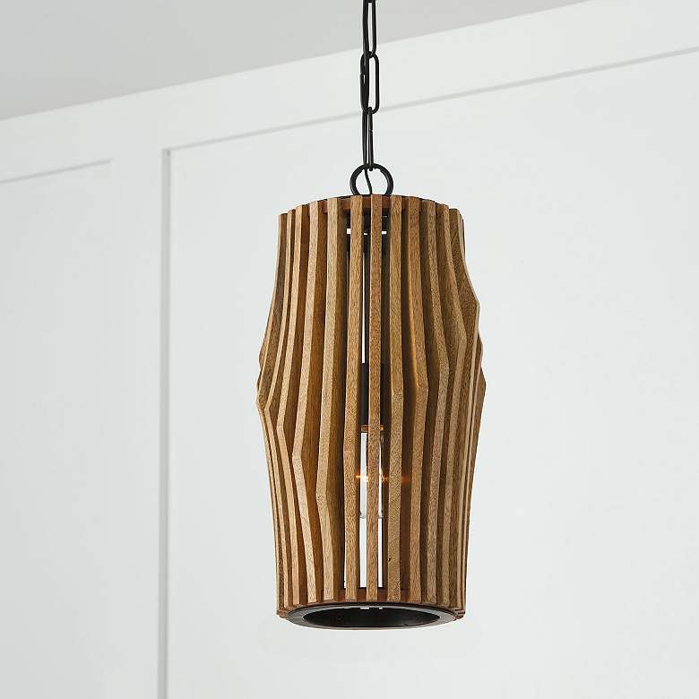 Image 1 Capital Lighting Archer 8 3/4" Matte Black Light Wood Modern Pendant