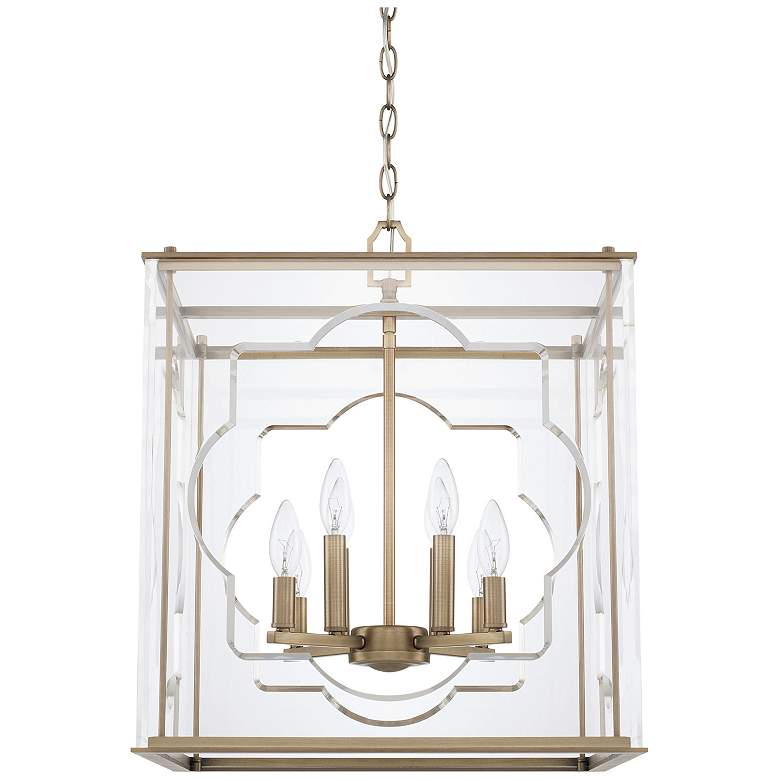 Image 1 Capital Lighting- Aria 18" 8-Light Acrylic Panel Foyer- Aged Brass