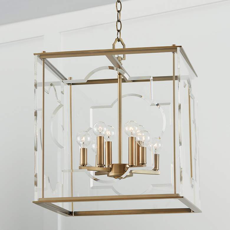 Image 1 Capital Lighting- Aria 18" 8-Light Acrylic Panel Foyer- Aged Brass