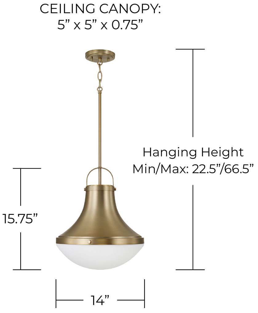 Image 6 Capital Lighting Arlo 1 Light Pendant 14" Aged Brass more views