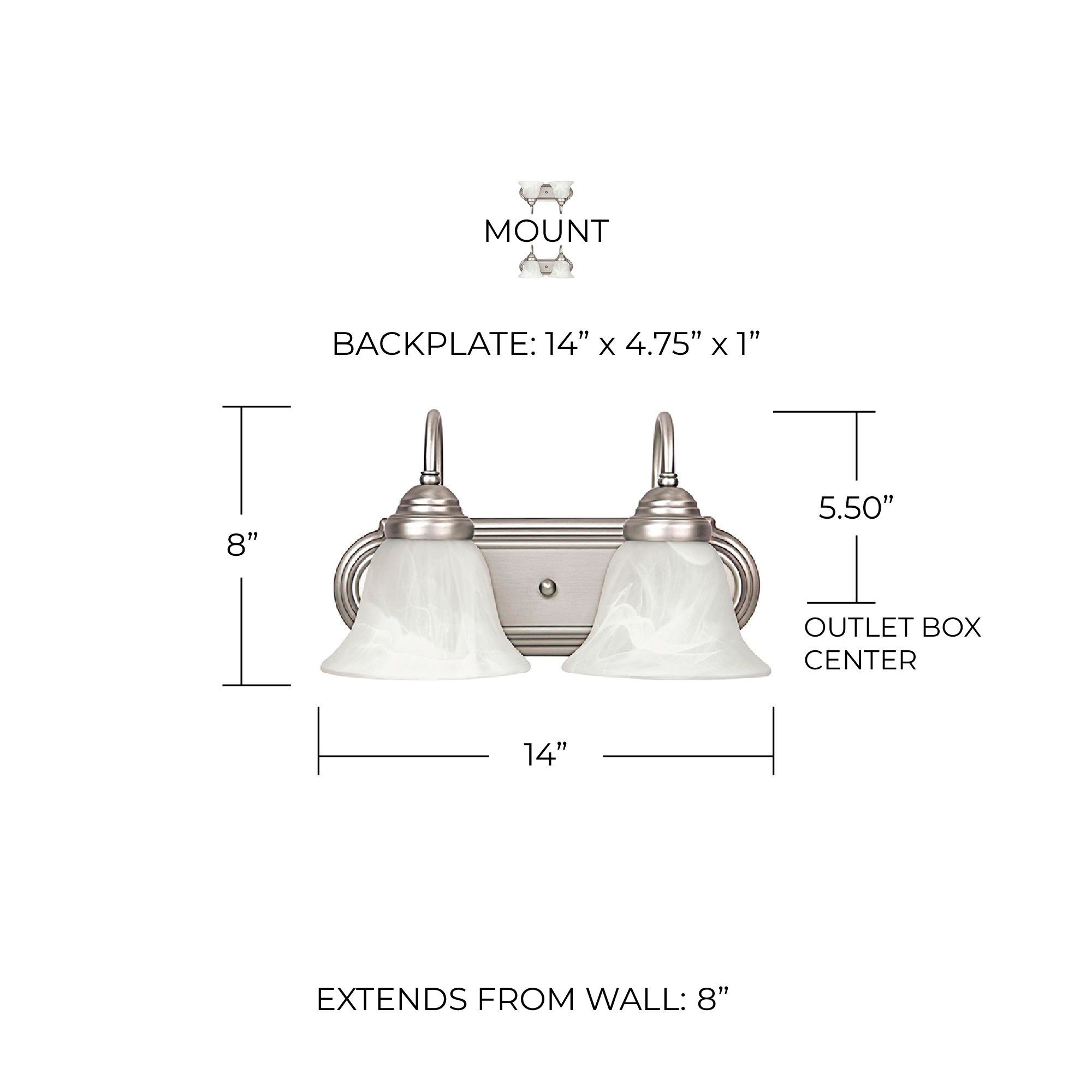 Image 2 Capital Lighting Arthur 2 Light Vanity 14" Matte Nickel more views