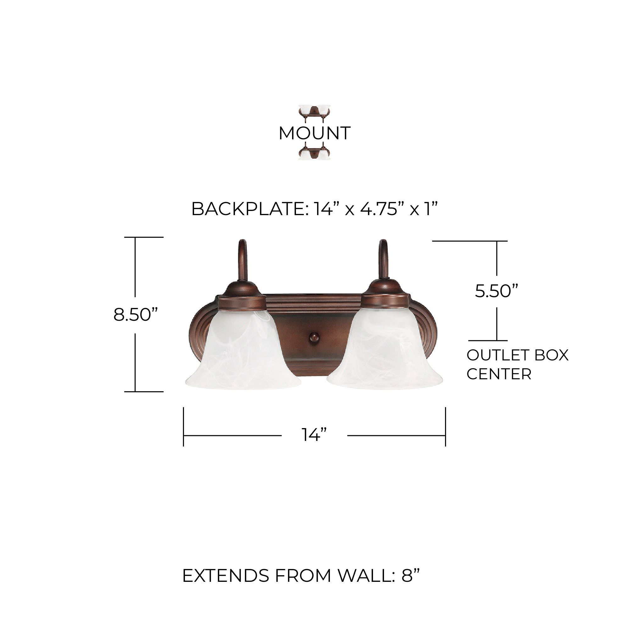 Image 2 Capital Lighting Arthur 2 Light Vanity Burnished Bronze more views