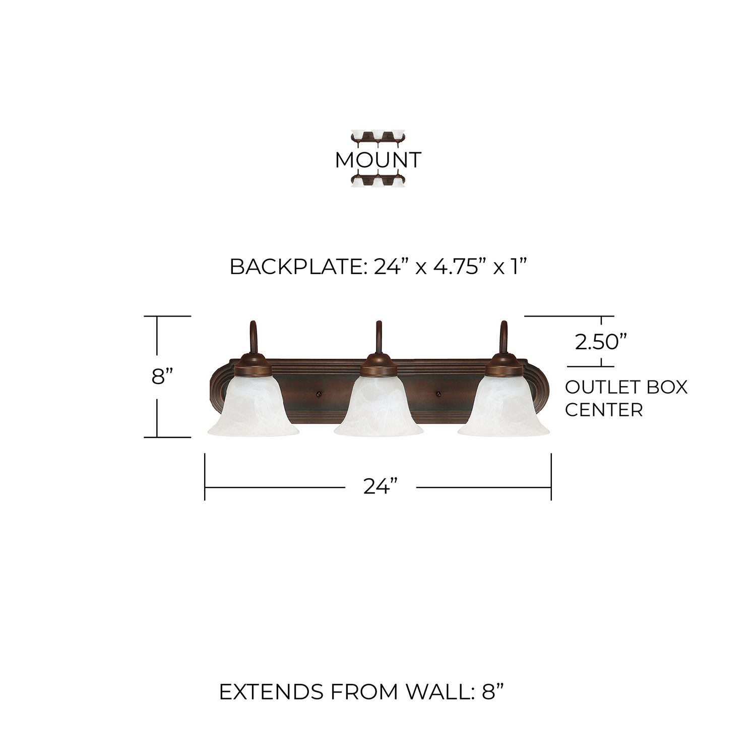 Image 2 Capital Lighting Arthur 3 Light Vanity 24" Burnished Bronze more views