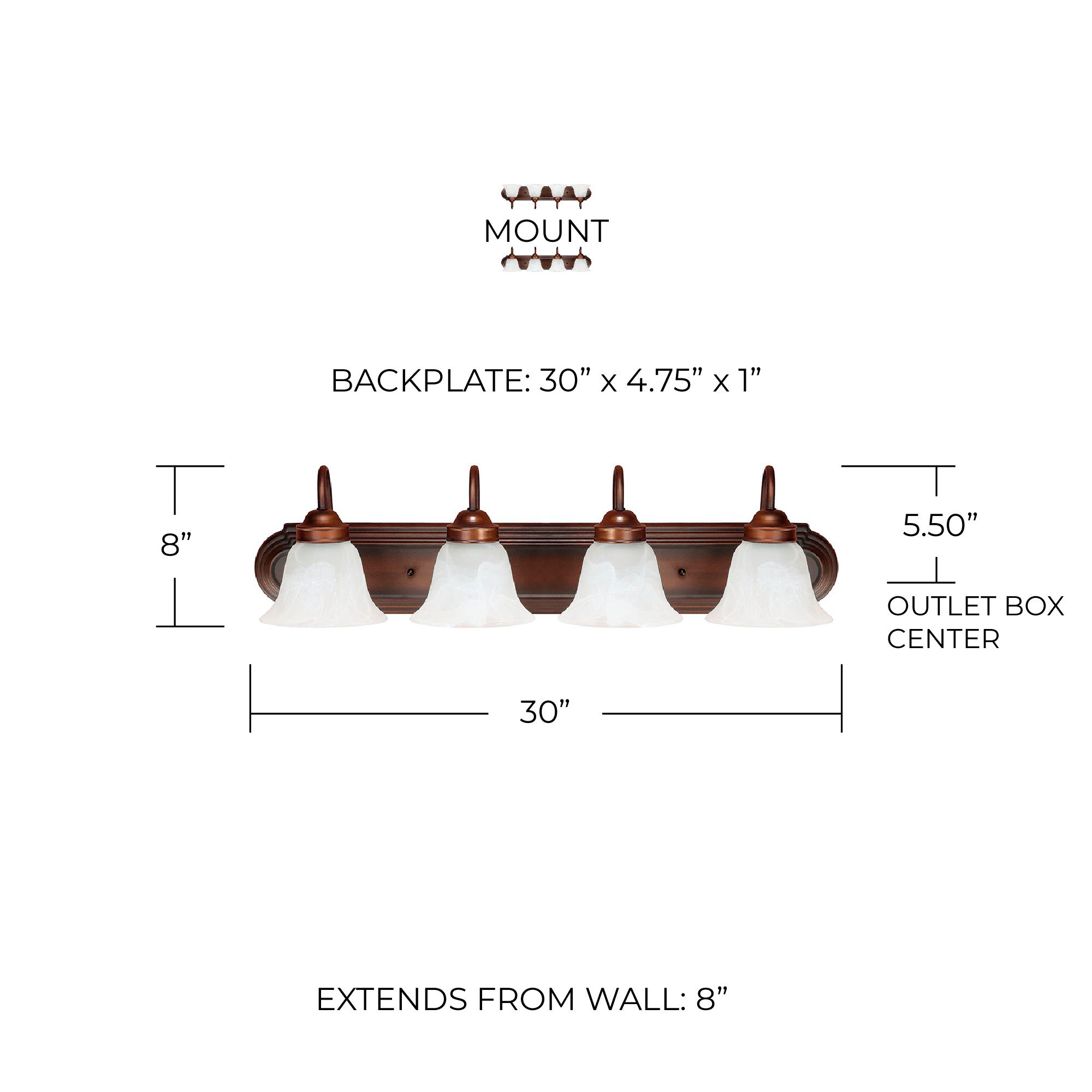 Image 2 Capital Lighting Arthur 4 Light Vanity 30" Burnished Bronze more views