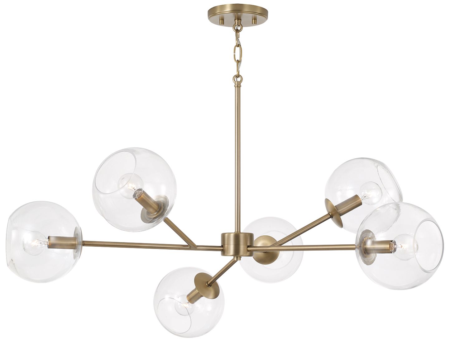 Image 2 Capital Lighting Atlas 6 Light Chandelier 38" Aged Brass